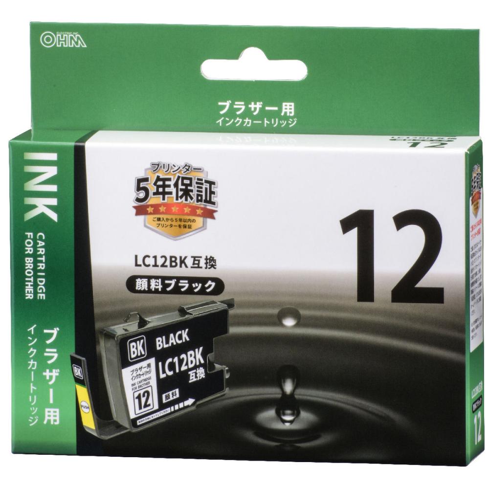 オーム電機　ブラザー　互換インクカートリッジ　ＬＣ１２用　ブラック