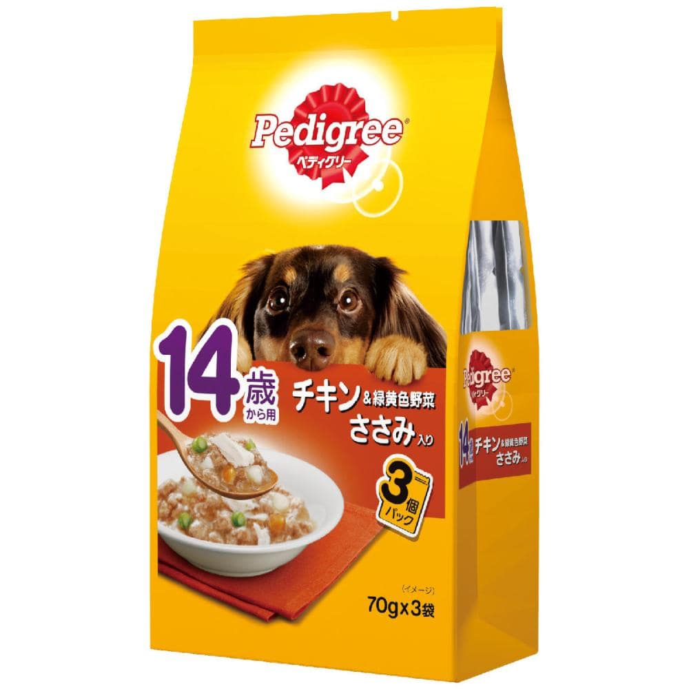 マース　ペディグリー　１４歳から用　チキン＆緑黄色野菜　ささみ入り　７０ｇ×３袋