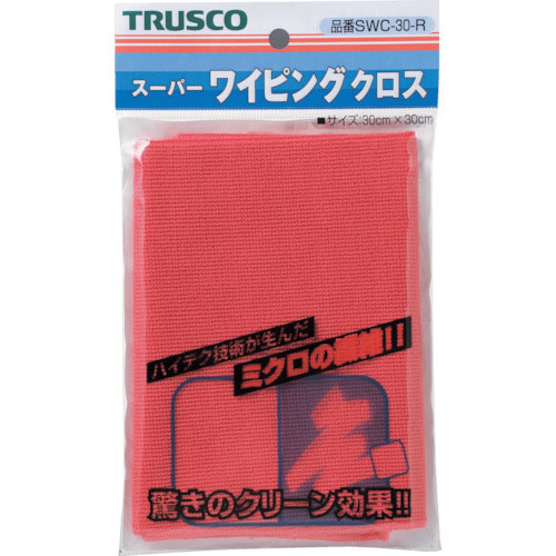 ＴＲＵＳＣＯ　スーパーワイピングクロス　３００ｍｍＸ３００ｍｍ　赤　ＳＷＣ－３０＿