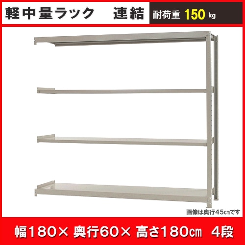 中軽量１５０ＫＧ　幅１８００×奥行き６００×高さ１８００ｍｍ　アイボリー　４段　連結