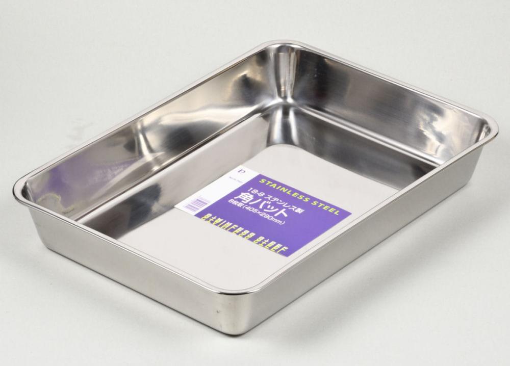 １８－８ステンレス製角バット　８枚取　４０５×２９０