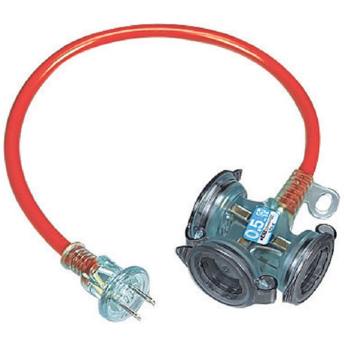 ハタヤ　防雨型２Ｐショートタップ　０．５ｍ　レッド＿