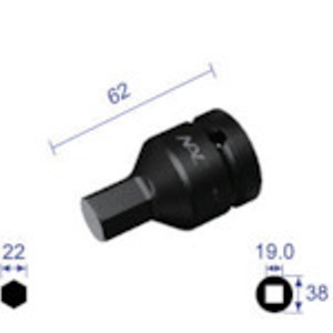 ナック　ヘキサゴンレンチソケット　差込角１９．０ｘ対辺２２ｍｍ＿