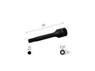 ナック　ヘキサゴンレンチソケットロング差込角９．５２ｘ対辺１０ｍｍｘ６０Ｌ＿