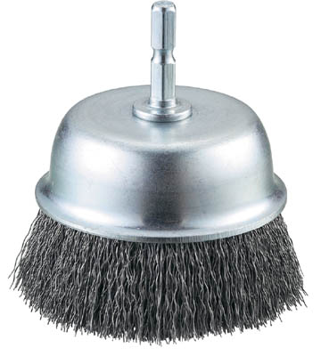 ＴＲＵＳＣＯ　軸付カップブラシ　７５Ｘ軸６．３５　鋼線　線径０．３＿