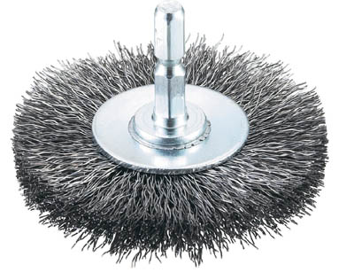 ＴＲＵＳＣＯ　軸付ホイールブラシ　６５Ｘ軸６．３５　鋼線０．３＿