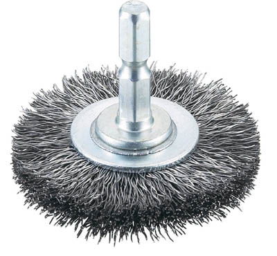 ＴＲＵＳＣＯ　軸付ホイールブラシ　５０Ｘ軸６．３５　鋼線０．３＿