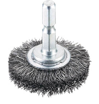 ＴＲＵＳＣＯ　軸付ホイールブラシ　３８Ｘ軸６．３５　鋼線０．３＿