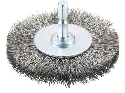 ＴＲＵＳＣＯ　軸付ホイールブラシ　７５Ｘ軸６．３５　ステンレス線０．３＿