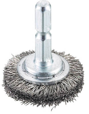 ＴＲＵＳＣＯ　軸付ホイールブラシ　３２Ｘ軸６．３５　ステンレス線０．３＿