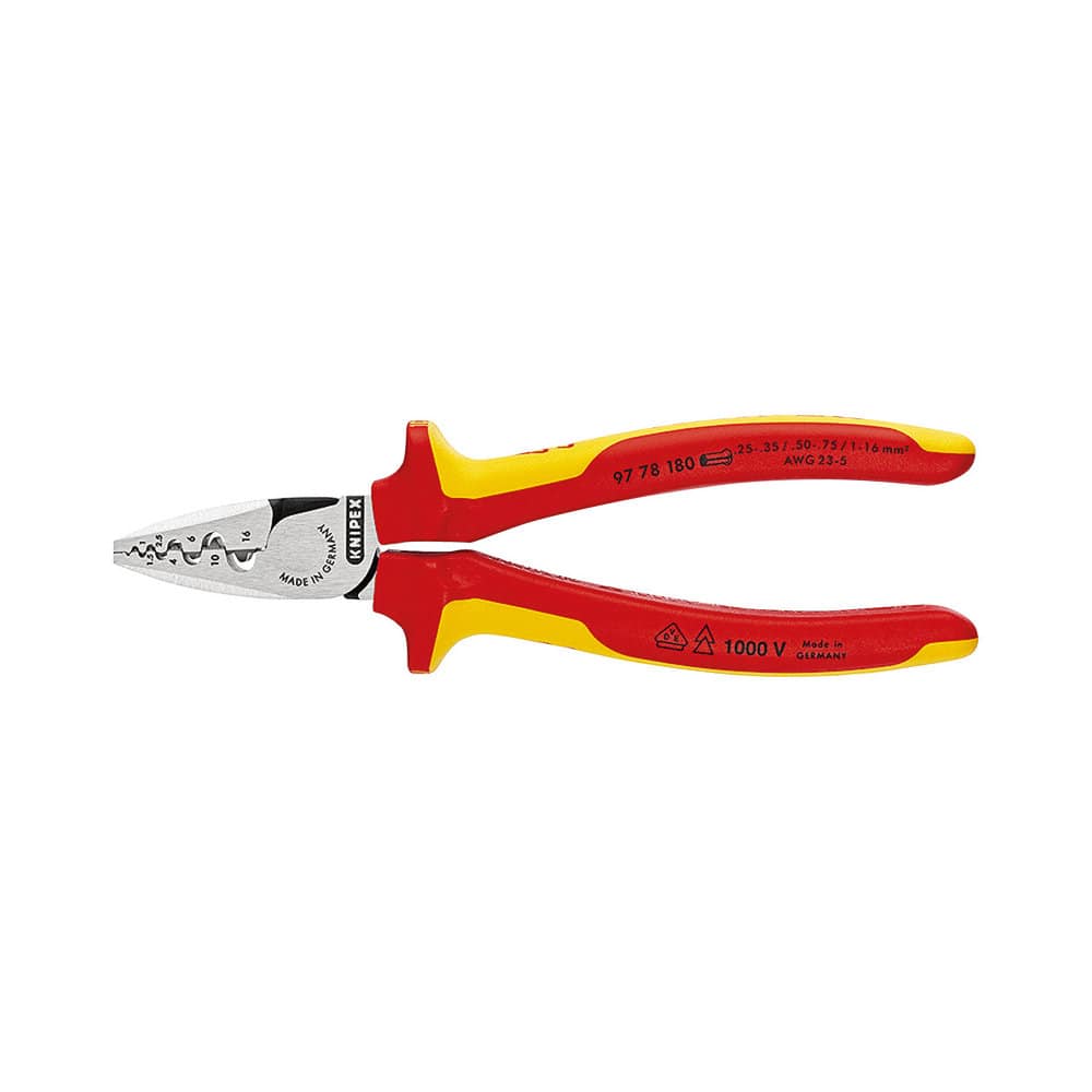 ＫＮＩＰＥＸ　１０００Ｖ　絶縁　エンドスリーブ用圧着ペンチ　１８０ｍｍ　９７７８－１８０