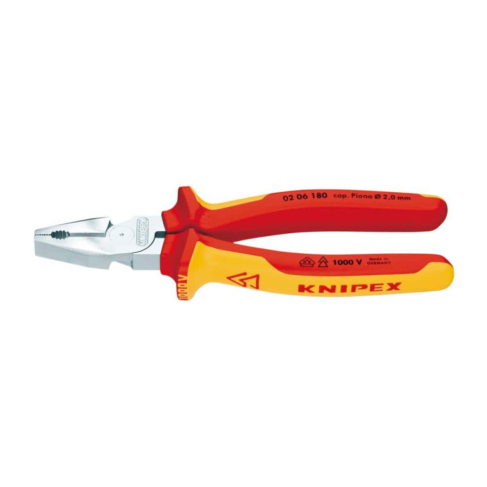 ＫＮＩＰＥＸ（クニペックス）　１０００Ｖ　強力絶縁ペンチ　１８０ｍｍ　０２０６－１８０