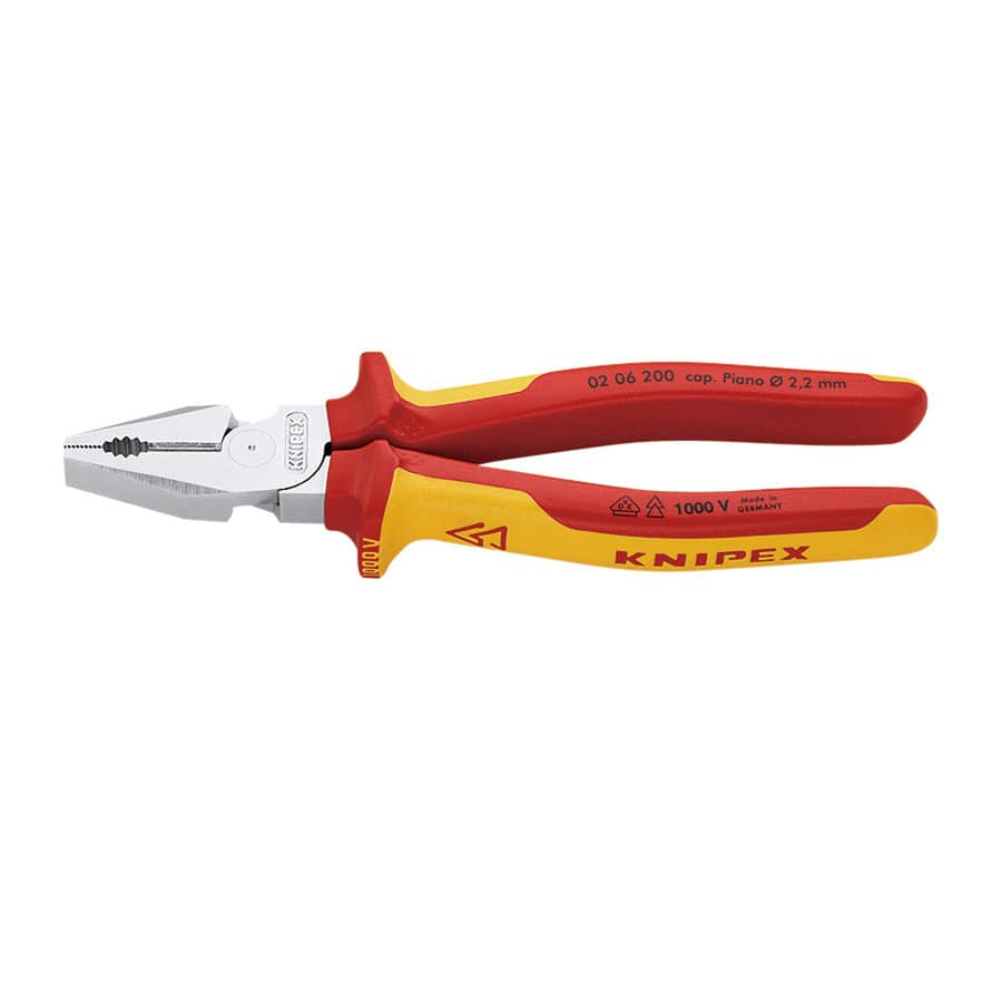 ＫＮＩＰＥＸ（クニペックス）　１０００Ｖ　強力絶縁ペンチ　２００ｍｍ　０２０６－２００