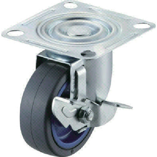 ワコー　エアーキャスター（自在車ストッパー付）　１００ｍｍ　ゴム車＿