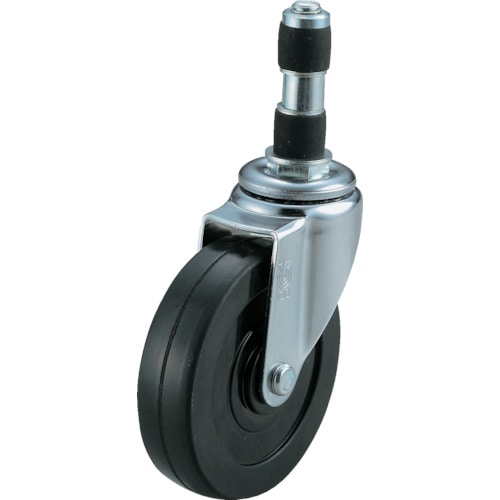 ユーエイ　ゴムパイプ２２径差込みキャスター自在車　　１００径ゴム車輪＿