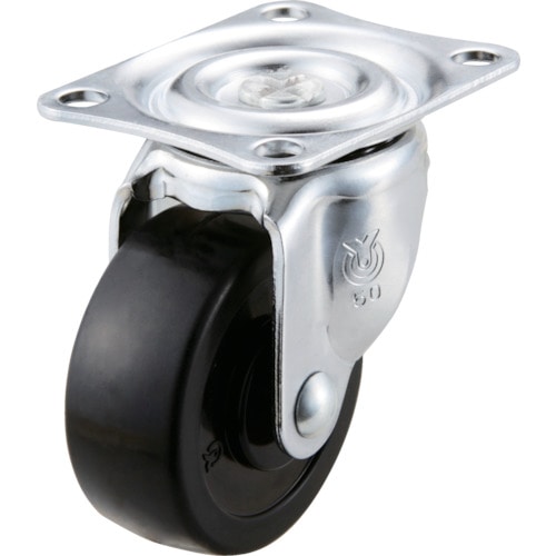 ユーエイ　プレート式ゴムキャスター自在５０径