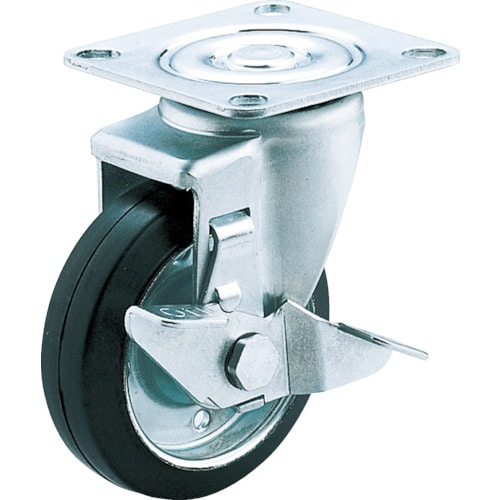 ユーエイ　産業用キャスターＳ付自在車　１２５径ゴム車輪＿