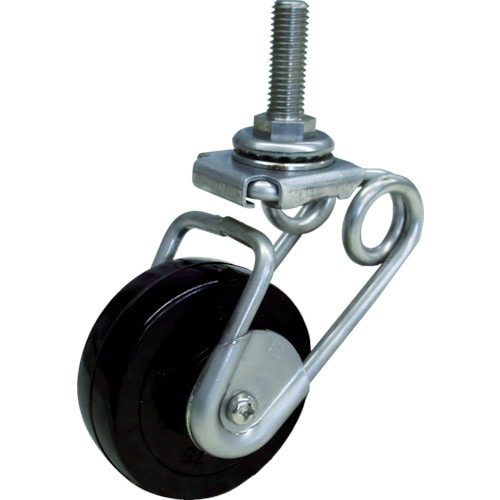 シシク　緩衝キャスター５　ステンレス製　　自在　ネジ込み　７５径　Ｒゴム車＿