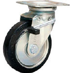 シシク　スタンダードプレスキャスター　ゴム車輪　自在ストッパー付　１００径＿