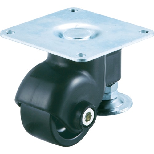 ユーエイ　アジャスター付キャスター　自在車　６５径　黒ナイロン車輪＿