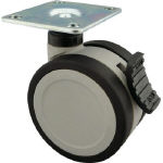 トーシン　プレート式双輪キャスター　１２５径　自在ダブルストッパー付＿