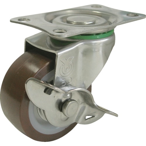 ユーエイ　キャスター　ステンレス製Ｓ付自在車　径５０ウレタン車輪＿