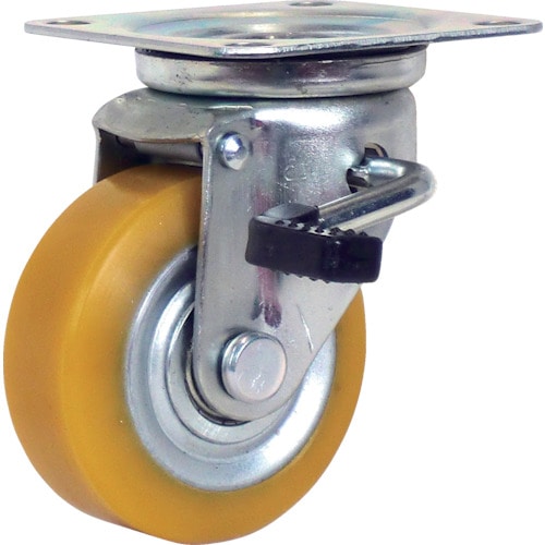 シシク　静電気帯電防止キャスター　自在ストッパー付　７５径　ウレタン車輪＿