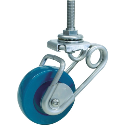 シシク　緩衝キャスター５　ステンレス製　　自在　ネジ込み　７５径　ウレタン車＿