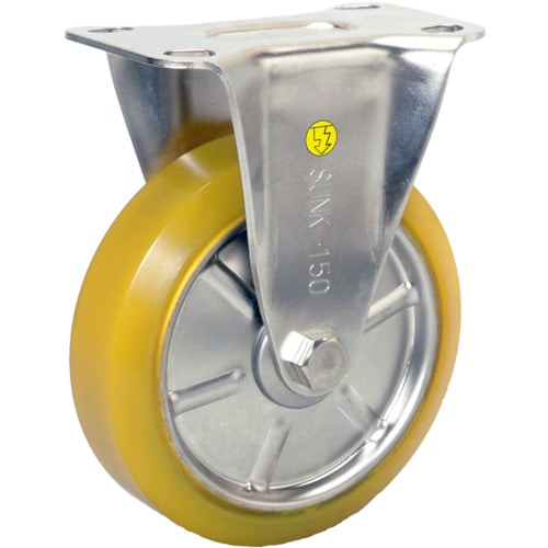 シシク　ステンレスキャスター　制電性ウレタン車輪付固定＿