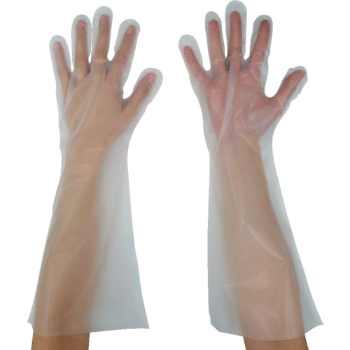 東京パック　エンボス手袋ロング五本絞り　クリア　Ｍ　（５０枚入）＿