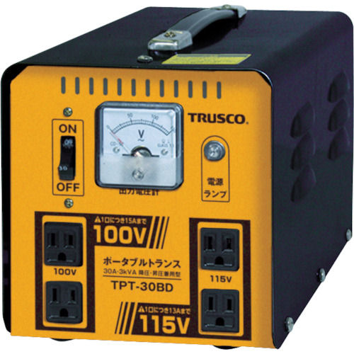 ＴＲＵＳＣＯ　ポータブルトランス　３０Ａ　３ｋＶＡ　降圧・昇圧兼用型＿