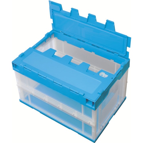 積水　フタ一体ロック付きオリコン透明青＿