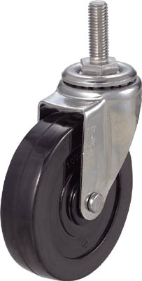 ＴＲＵＳＣＯ　ねじ込み導電性ゴムキャスター　ステンレス金具　自在　１００＿