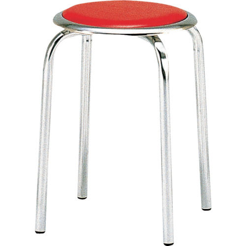 ＴＲＵＳＣＯ　丸イス　めっき仕上げ脚　３２０ＸＨ４４５　レッド＿