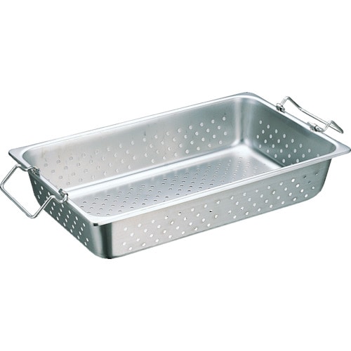 スギコ　ハンドル付穴明パン　ＳＵＳ３０４　１／２サイズ　３２５×２６５×１５０＿