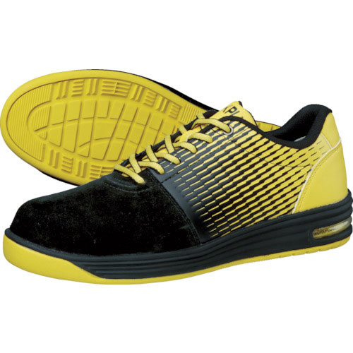 ミドリ安全　ワイド樹脂先芯入り軽量スニーカー　ブラック／イエロー　２２．５ＣＭ＿