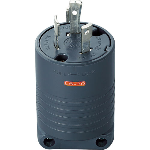 明工　接地２Ｐ３０Ａ引掛プラグ（Ｌ６－３０）３０Ａ．２５０Ｖ（黒）＿