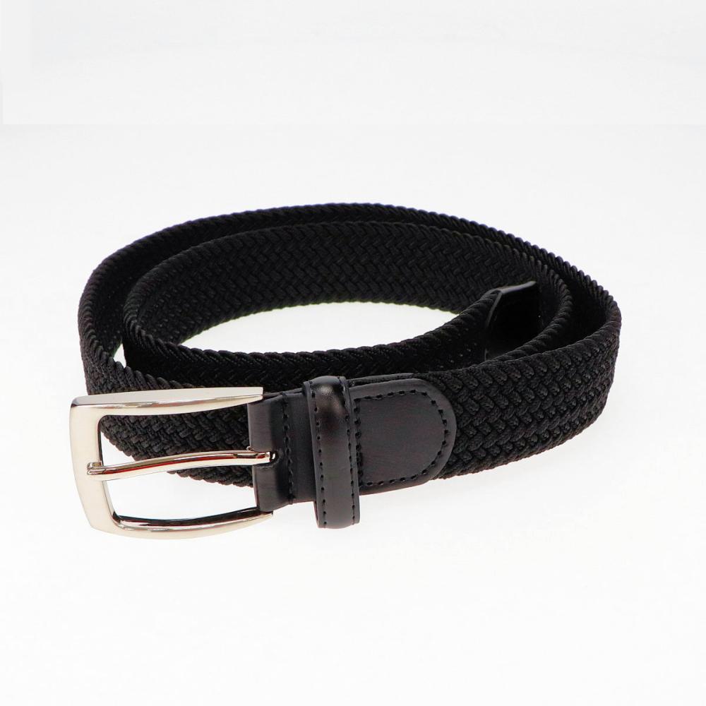你的品牌名　ストレッチ編み込みメッシュベルト　ブラック