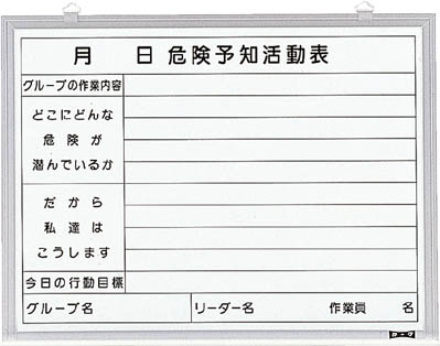 ＴＲＵＳＣＯ　危険予知活動表　屋内用　縦４５０ｍｍ＿