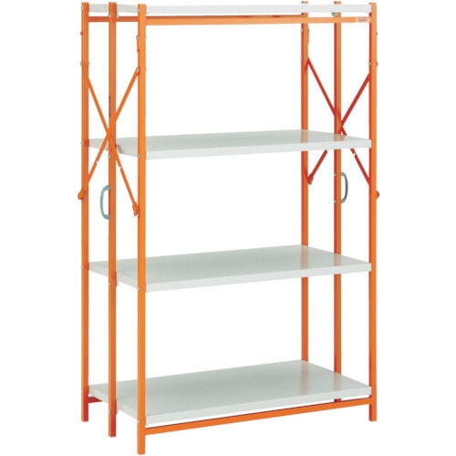 ＴＲＵＳＣＯ　ワンタッチラックＷ９１５ＸＤ４５０ＸＨ１３６８　４段　白Ｘオレンジ＿