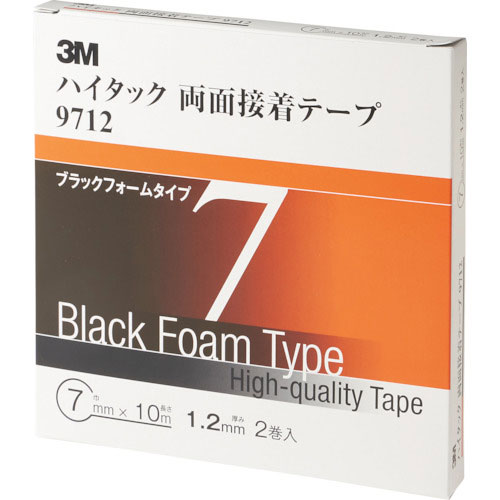 ３Ｍ　ハイタック両面接着テープ　９７１２　７ｍｍＸ１０ｍ　黒　　（２巻入）＿