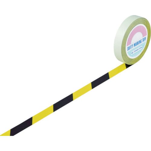 緑十字　ガードテープ（ラインテープ）　黄／黒（トラ柄）　２５ｍｍ幅×１００ｍ＿