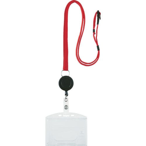 ＴＲＵＳＣＯ　ストラップ付リールクリップ名札　ハード　２枚収納　赤＿