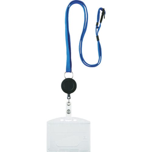 ＴＲＵＳＣＯ　ストラップ付リールクリップ名札　ハード　２枚収納　青＿