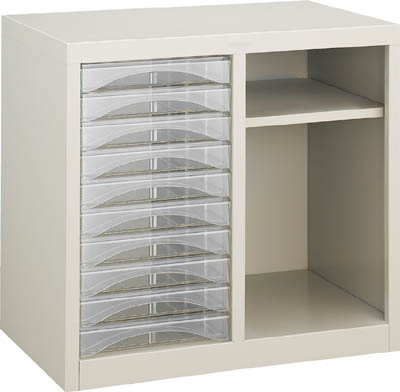 ＴＲＵＳＣＯ　レターケース　Ａ４型・棚付コンビ　浅型引出し１０個＿