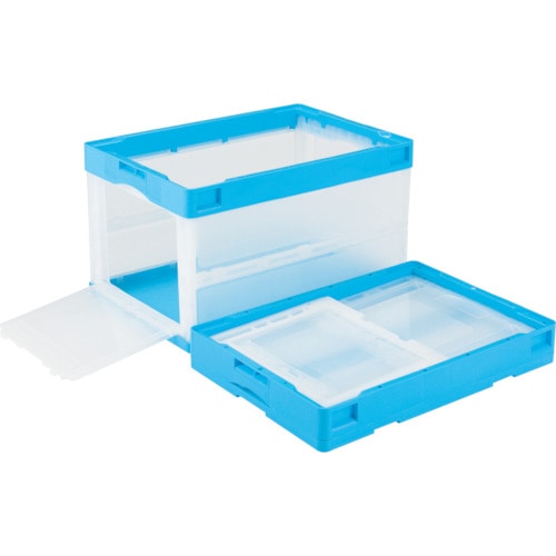 リス　ＣＢ型折りたたみコンテナーＣＢ－５１ＮＲカタトビラ　ブルー／トウメイ＿