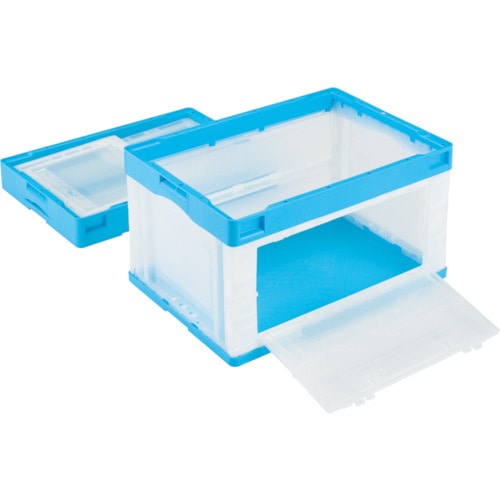 リス　ＣＢ型折りたたみコンテナーＣＢ－５１ＮＲカタトビラＬ　ブルー／トウメイ＿