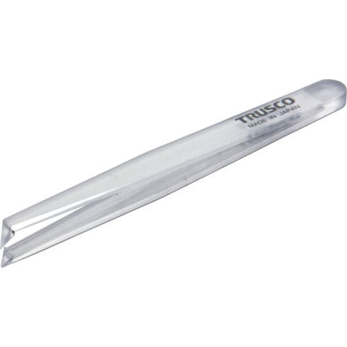 ＴＲＵＳＣＯ　透明プラスチック製ピンセット　１２０ｍｍ　先曲型＿