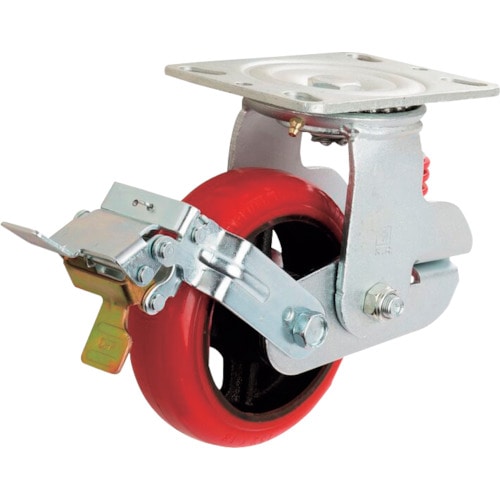イノアック　牽引台車用キャスター　バネタイプ　ストッパー・旋回金具付　Φ２００＿