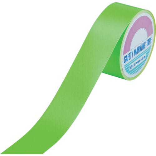 緑十字　蛍光ラインテープ　緑　５０ｍｍ幅×１０ｍ　エンビ　屋内用＿